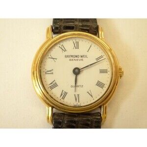 Raymond Weil Model 5718 20mm 18k Gold EP Quartz Watch White Roman Dial